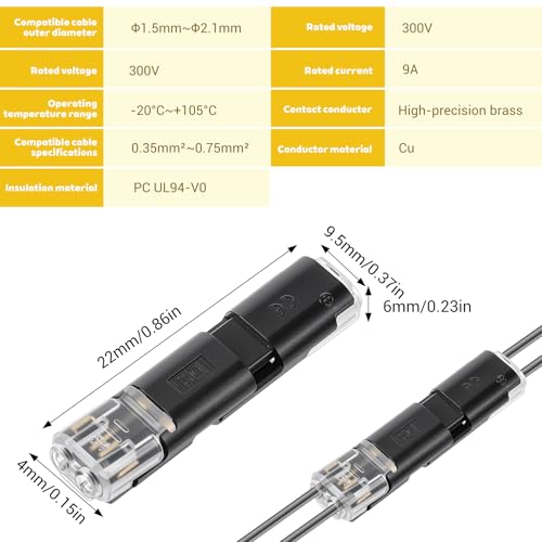 40 Pcs Double Wire Plug-in Connectors for LED Light Strips