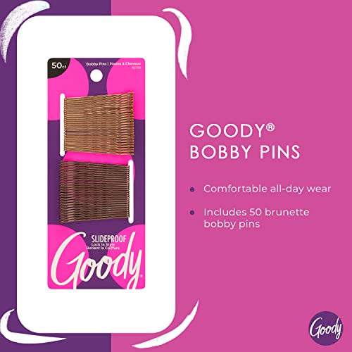 Goody SlideProof Bobby Pins 50 Ct Assorted Brunette Hair Styling