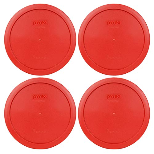 Pyrex 7402-PC Poppy Red Replacement Lids (4-Pack) - USA Made