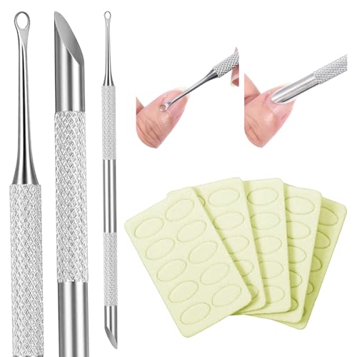 Eldraqth Stainless Steel Dual Ended Cuticle Pusher and Sandpaper Sheets