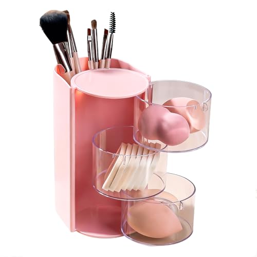 3-Layer Rotating Hair Accessories Organizer - Pink Brush Holder