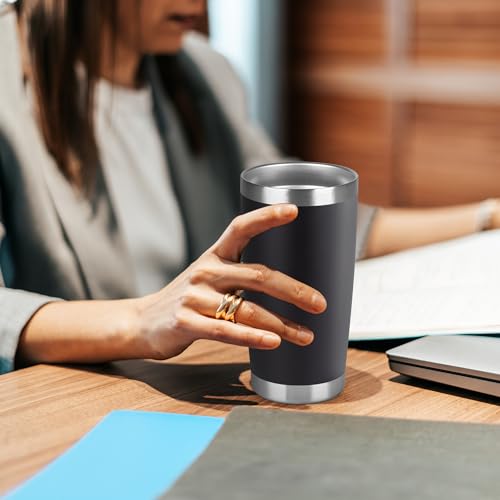 20 oz Stainless Steel Insulated Coffee Tumbler with Lid - Black