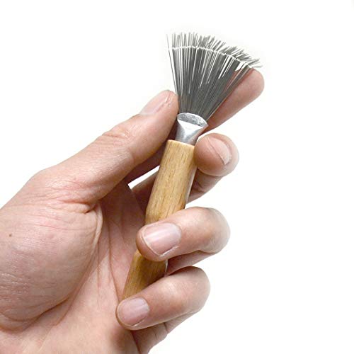Luwigs Metal Wire Hair Brush Cleaner Rake with Wooden Handle