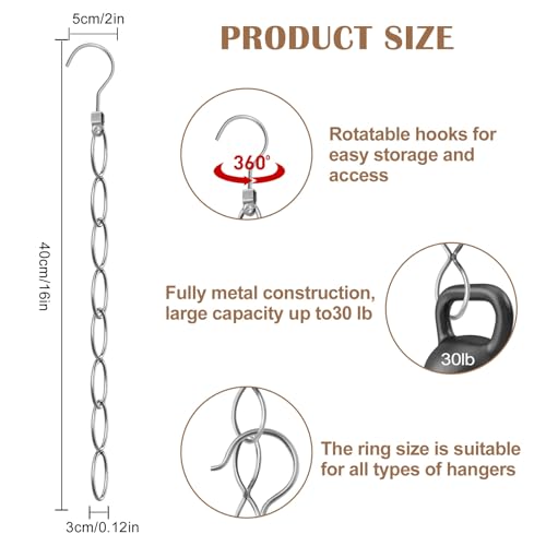 Metal Space Saving Clothing Chain Hangers - 5 Pack for Closet Organization