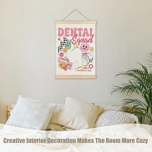Dentist Wall Art Poster - 12x16 Inch Pink Dental Clinic Canvas Decor