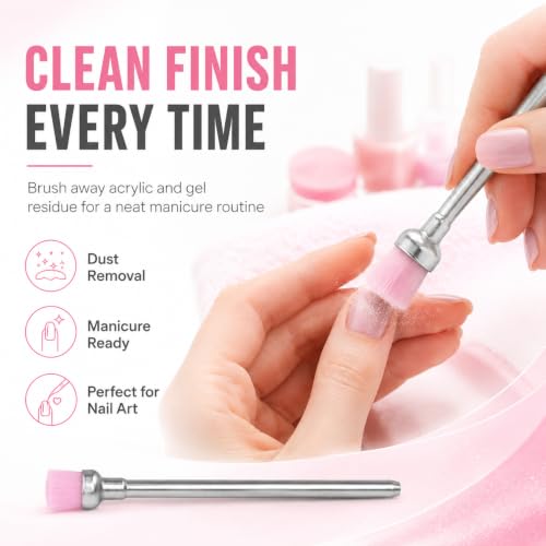 Tones Nail Drill Cleaning Brush Bit - Soft Nylon Electric File Tool