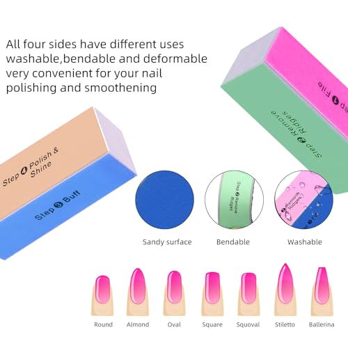 SKYPIA 4-Way Nail Buffer Block and Files - Professional Salon Manicure Tool