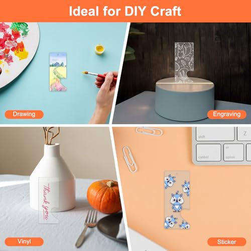 Rectangle Split Acrylic Christmas Ornaments Blanks - Clear Keychain Discs, 20 Pcs, 3 x 7cm