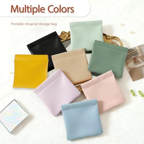 4-Pack Leather Squeeze Cosmetic Bag Small Travel Makeup Pouch