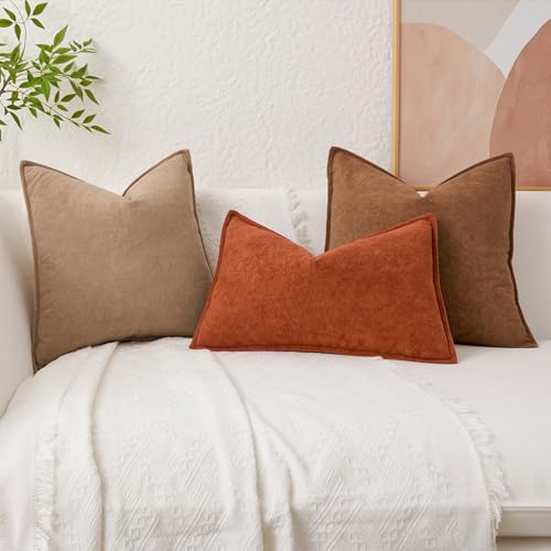 Waterproof Brown Lumbar Pillow Cover 12"x20" with Zipper