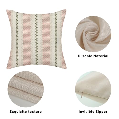 DAFENA Boho Throw Pillow Covers 16x16 Inch, Pink & Sage Green Set of 2