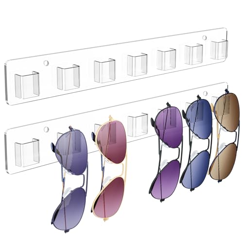 Wall Glasses Organizer 2 Pack – Acrylic Eyewear Display Shelf for Sunglasses & Glasses