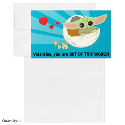 Baby Yoda Valentine's Day Cards - 18 Mini Cards & Envelopes