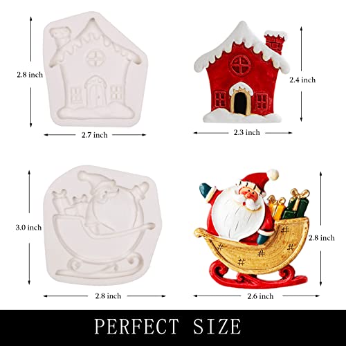 Christmas Silicone Fondant Mold Set for Cake Decoration - Santa, Tree, Sled, House