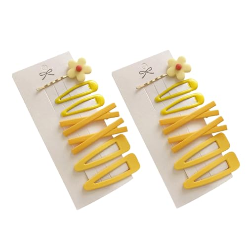SelHeng 14 Pcs Yellow Flower Hair Clips Gold Barrette Hairpins Set