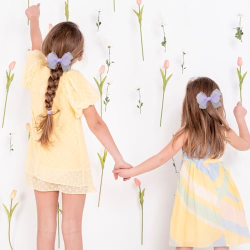 Mabor 2Pcs Purple Mesh Bow Hair Clips, Tulle Hair Accessories