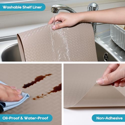 Non-Adhesive Shelf Liners for Kitchen Cabinets - Beige 11.8" x 59"