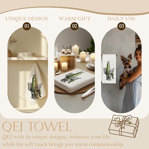 Funny Pickle Hand Towels for Bathroom | 16x24 Inch Decorative Towels