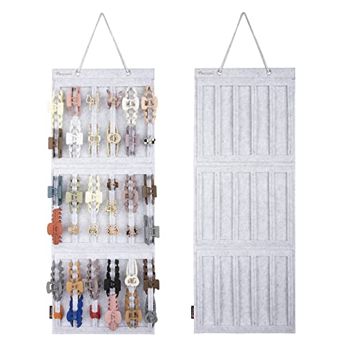 PACMAXI Gray Hanging Claw Clips Organizer for Women Hair Accessories Storage