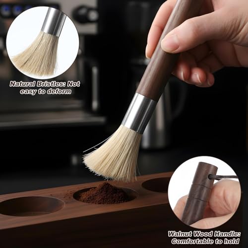 3-Piece Coffee Grinder Brush Set with Walnut Wood Handles