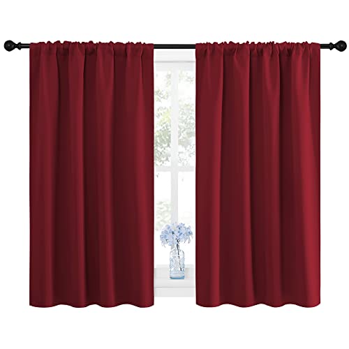 NICETOWN Burgundy Blackout Curtains - 42"W x 48"L Rod Pocket Drapes (Set of 2)
