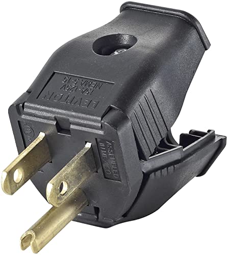 Leviton 2-Pole Grounding Plug 3W101-E - Black Replacement Plug