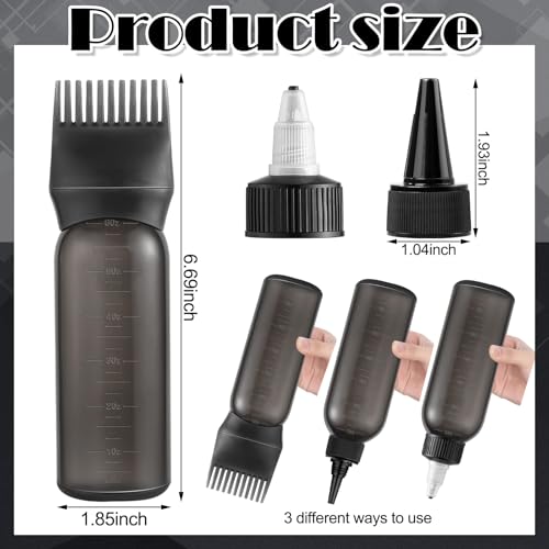 Root Comb Applicator Bottle for Hair Dye & Oil - 6 oz Black