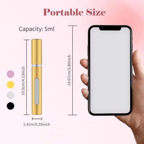 OBSGUMU 4-Pack Refillable Mini Perfume Travel Atomizer 5ml Spray Bottles