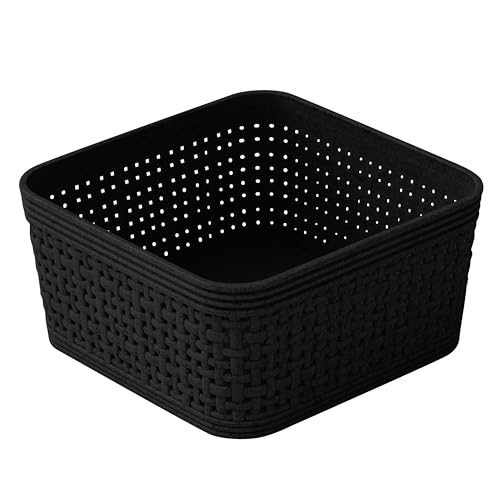 Simplify 6-Pack Square Baskets Set - Matte Black Storage Solution