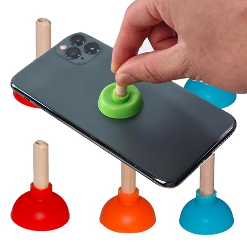 Mini Toilet Plunger Phone Holder Stand - 6-Piece Colorful Set