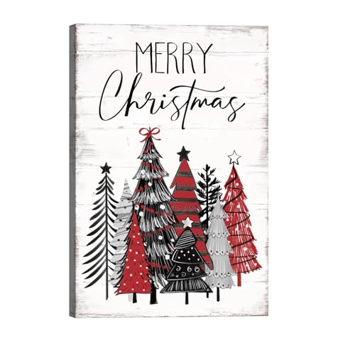 Christmas Tree Canvas Wall Art - Festive Holiday Decor for Home & Office, 24x36 Inch - Winter Scene