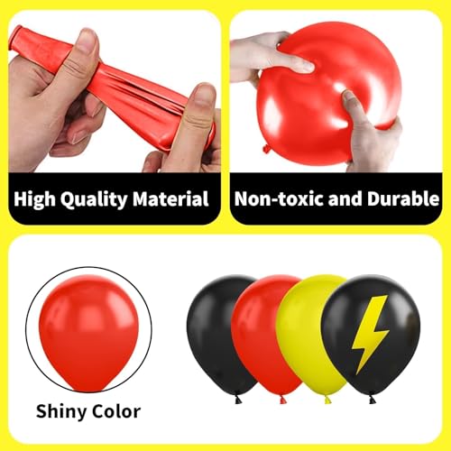 Sowide Red Black Yellow Lightning Balloons 60 Pcs 12 Inch Adventure Party