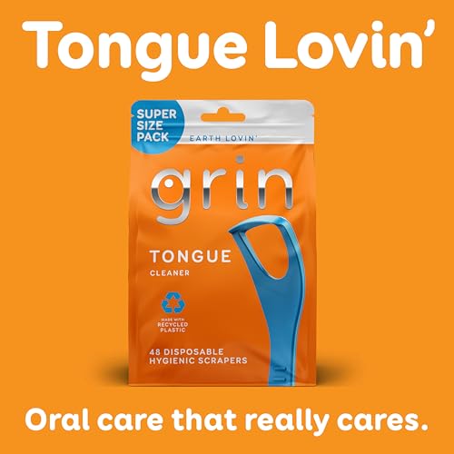 Grin Disposable Tongue Cleaner 48 Count with Toothpick