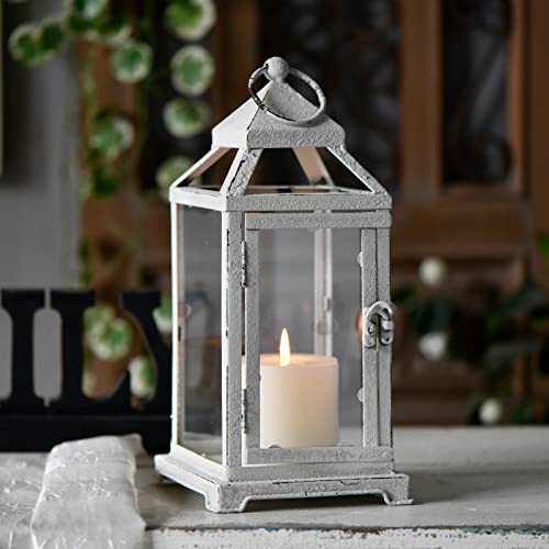 White Rustic Metal Candle Holders 12-Inch Tall Farmhouse Decor