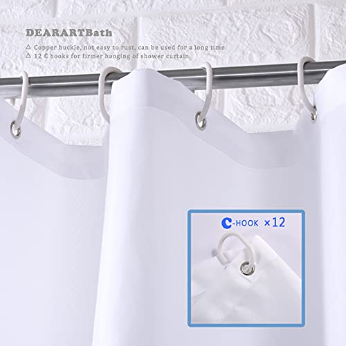 DEARART Pure White Fabric Shower Curtain, 72x72 Inch Water-Resistant Set