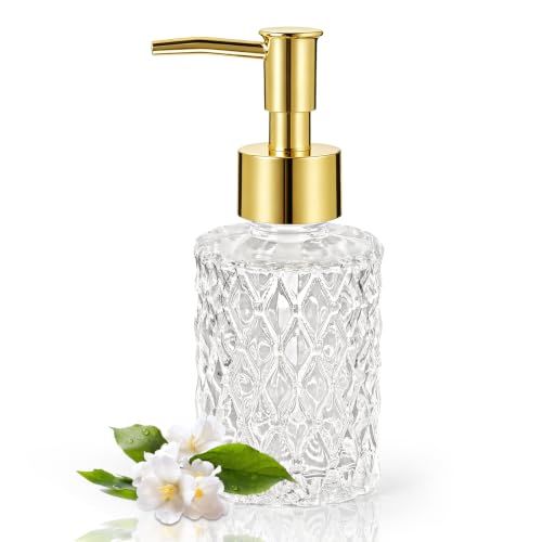 Transparent Glass Soap Dispenser with Gold Pump - 168ml