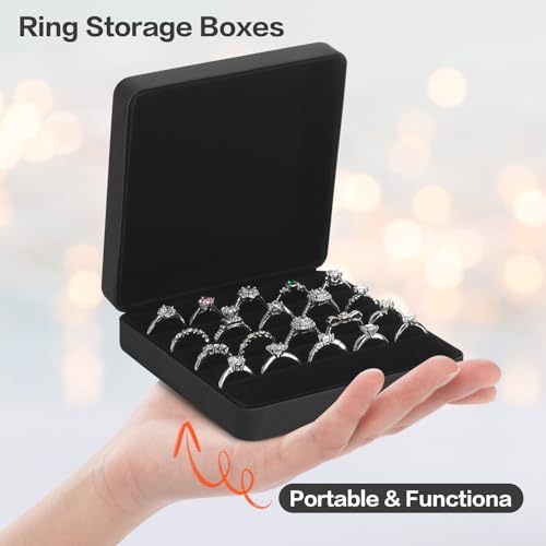KUKUVR Travel Jewelry Organizer Box for Rings & Earrings - Black