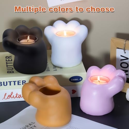 Cute Cat Candle Holder - Handmade Siamese Cat Decor for Home