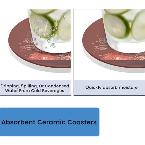 Christmas Tree Ceramic Coasters Set of 4 - Absorbent Stone Drink Mats with Cork Backing
