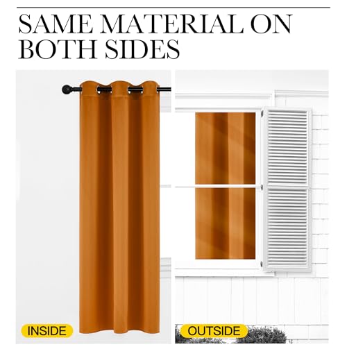 NICETOWN Orange Blackout Curtains - 42"W x 63"L Faux Silk Grommet Drapes