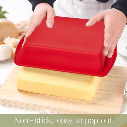 Saphe 8-Inch Square Silicone Cake Pan – Nonstick Baking Mold (1 Pack)