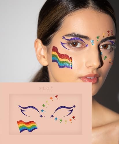 Pride Flag Face Gems by Mercy London - Reusable Rainbow Rhinestones
