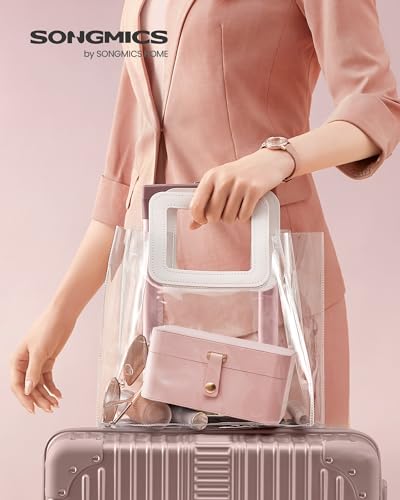 SONGMICS Travel Jewelry Organizer - 2-Layer Portable Jewelry Box in Jelly Pink