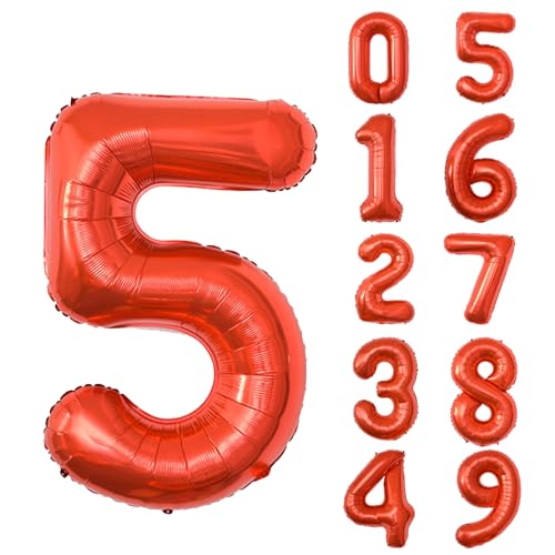 40 Inch Number 5 Foil Helium Balloon for Birthday & Wedding