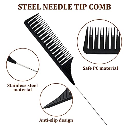 Professional 3-Way Hair Weaving and Sectioning Comb for Highlighting