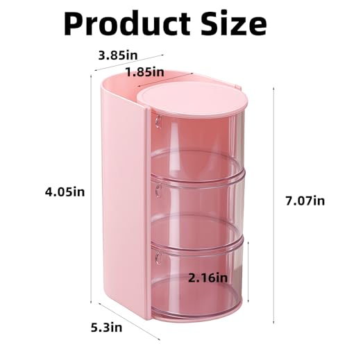3-Layer Rotating Hair Accessories Organizer - Pink Brush Holder