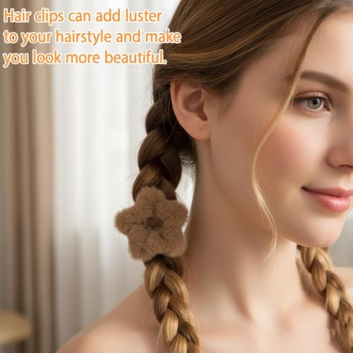 10-Piece Fuzzy Claw Clip Set, 3.54 Inch Soft Neutral & Star Hair Clips