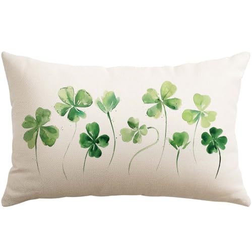 Artscope St. Patrick's Day Lucky Clover Throw Pillow Cover 12x20