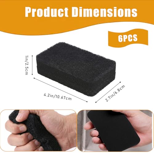 Black Non-Scratch Dish Sponges - 6-Pack for Kitchen Cleaning