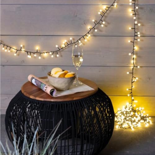 Indoor Outdoor 500 LED Rice Light Reel 36ft Green Cord White Frost Bulbs